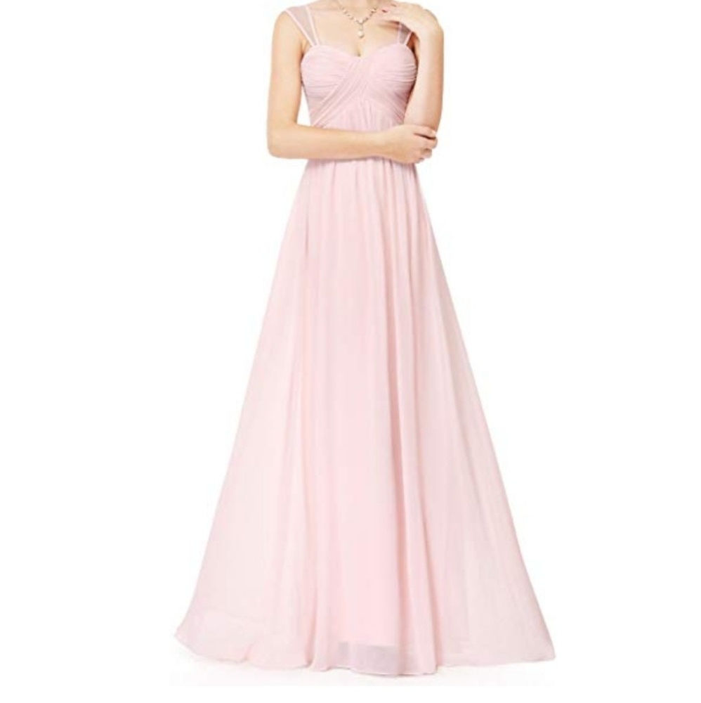 Pink Chiffon Floor length Bridesmaid dress